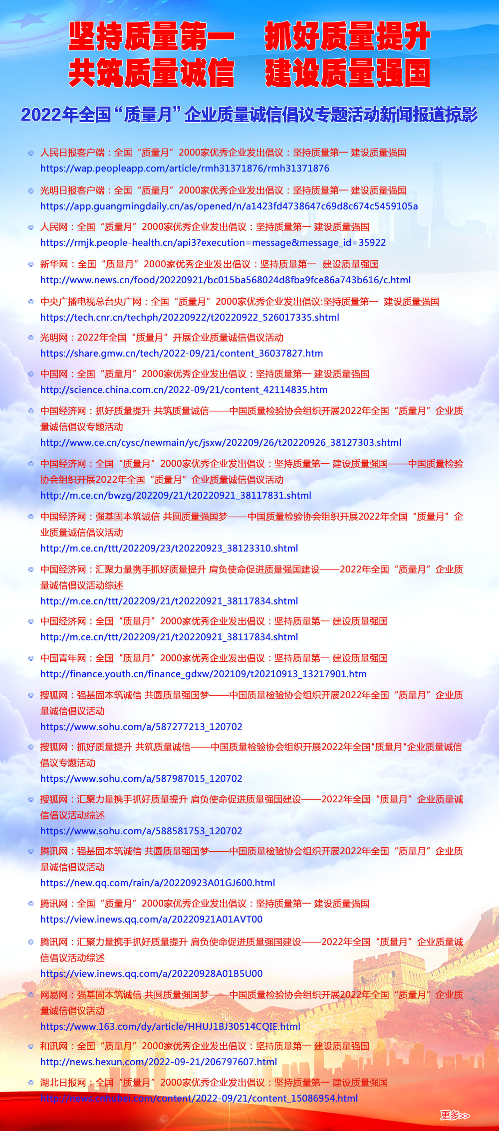2022年全國“質量月”企業(yè)質量誠信倡議專題活動新聞報道掠影