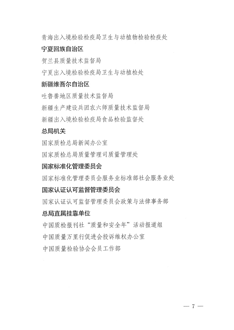 國家質量監(jiān)督檢驗檢疫總局《關于表彰全國質檢系統(tǒng)&ldquo;質量和安全年&rdquo;活動先進單位和先進個人的決定》